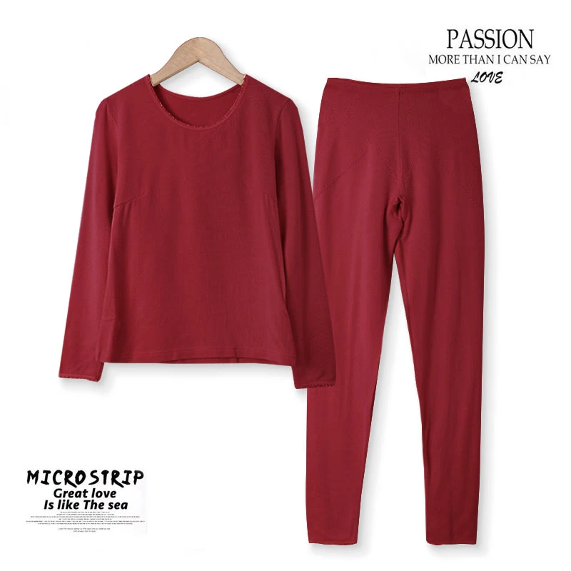 KK397 春季女士简约保暖打底套装长袖长裤松紧腰 宽松简约舒适