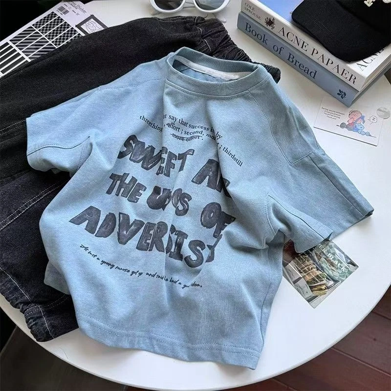 儿童T恤短袖薄款牛仔裤套装25夏季韩版洋气百搭春夏装男女童套装