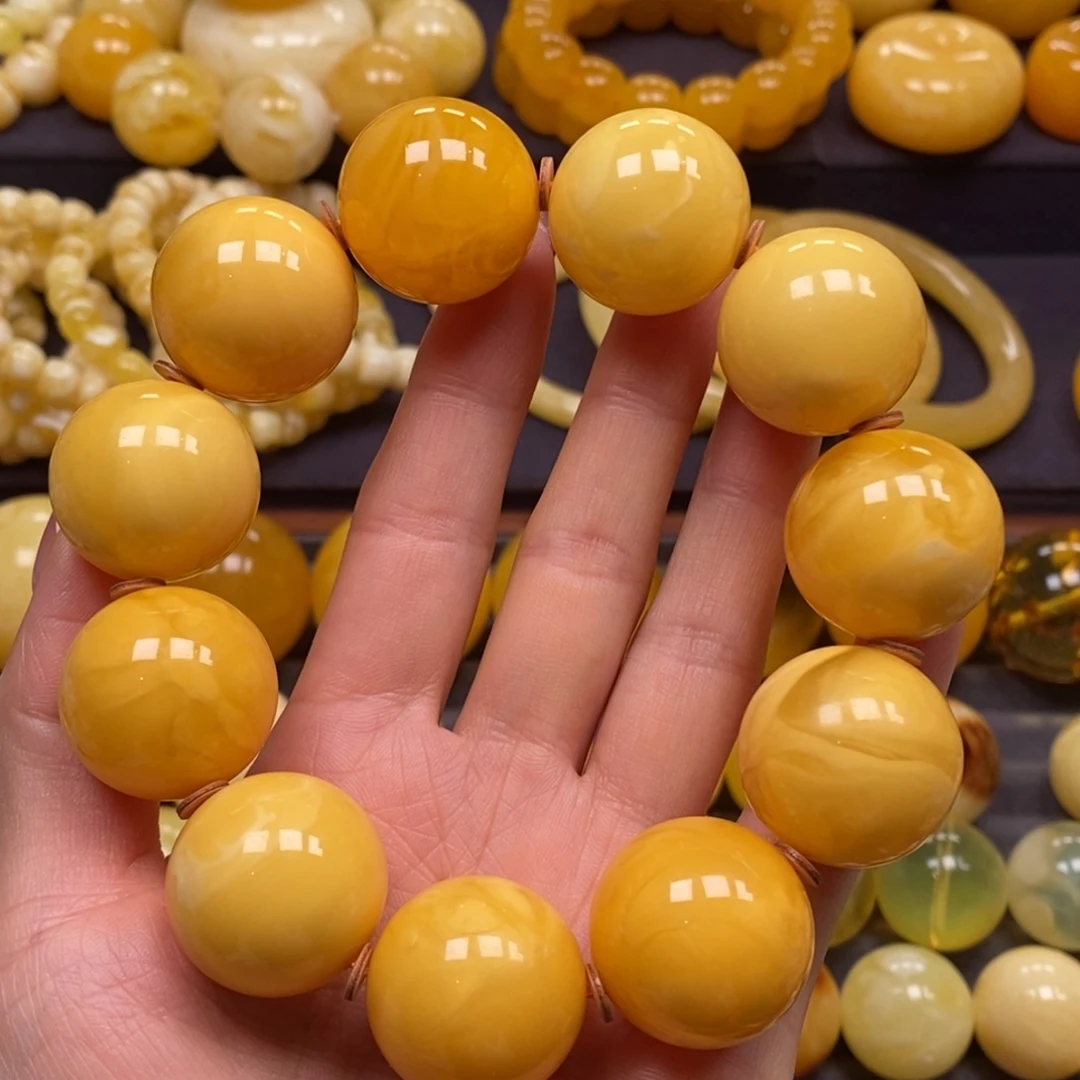 琥珀未镶嵌裸石手串