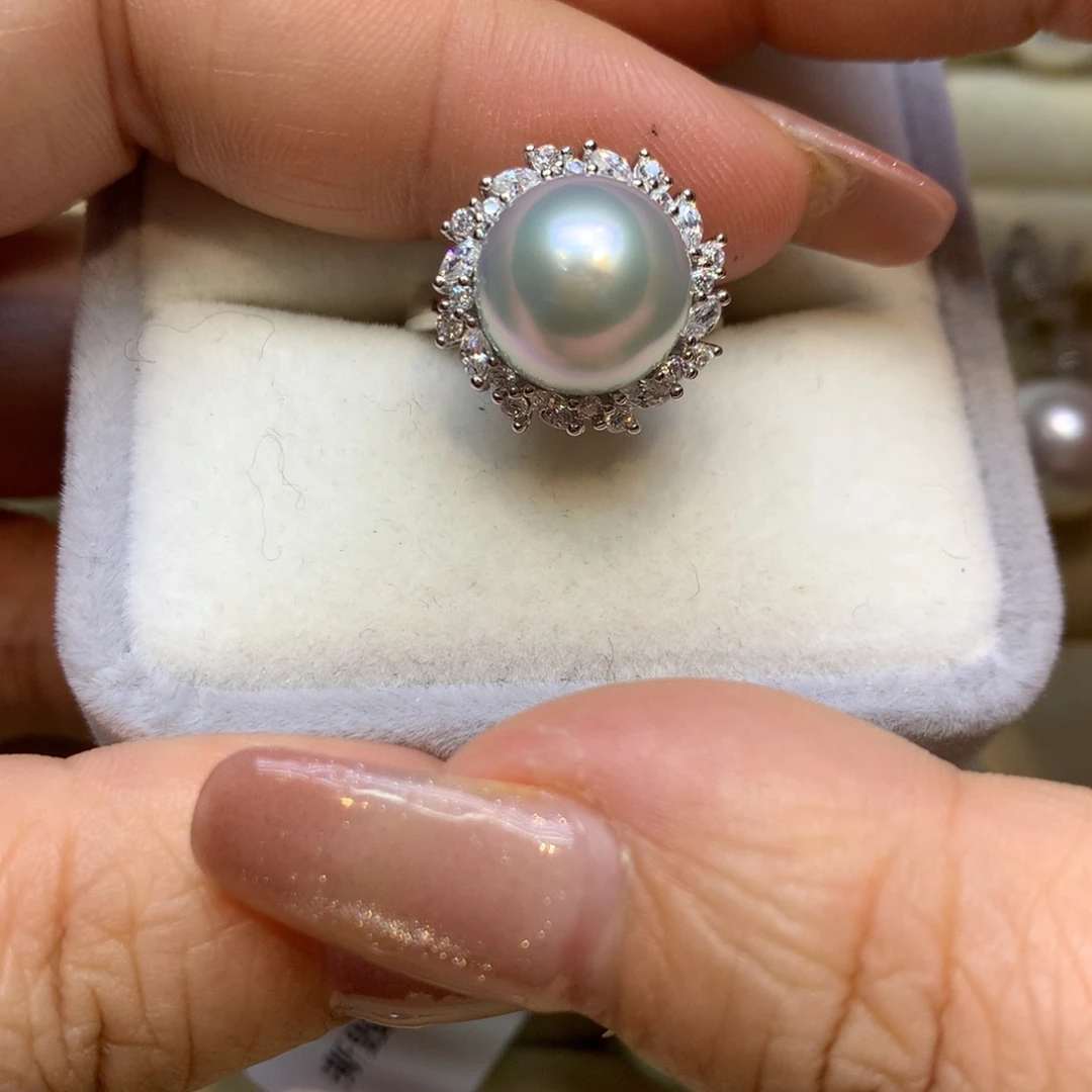 银S925镶嵌戒指海水珍珠