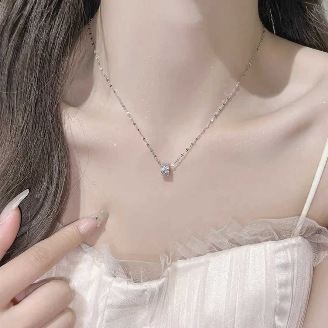银色小蛮腰项链女气质轻奢锁骨链简约百搭精致首饰女款小众饰品