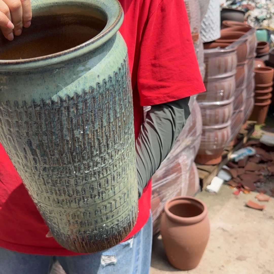 紫砂花盆口18高40宜兴紫砂