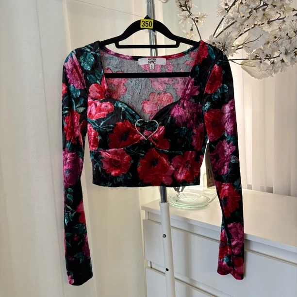 浓艳丝绒｜带胸垫长袖上衣（原单款）