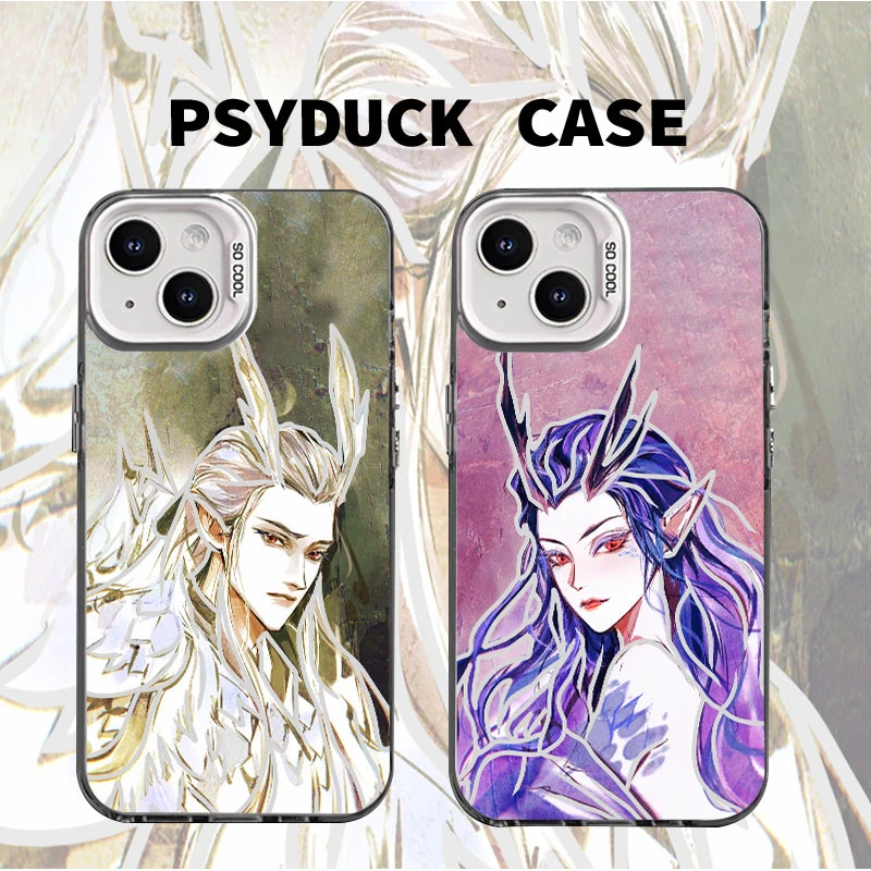 适用苹果华为一加iQOO小米油画敖光敖闰彩银白底创意防摔手机壳