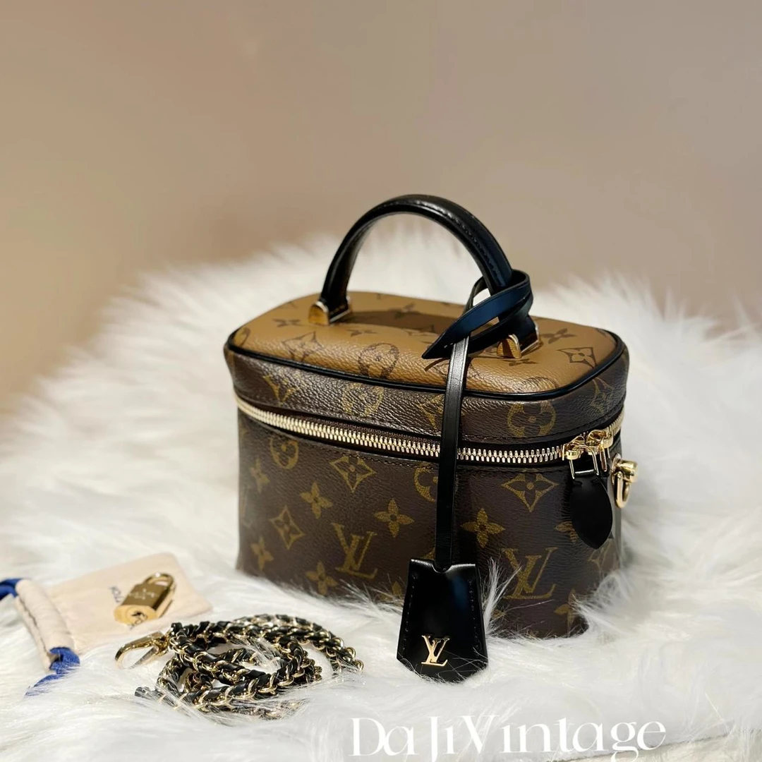 99新 LouisVuitton/路易威登 大吉中古/老花拼色化妆盒