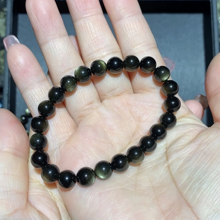 黑曜岩未镶嵌手链?**?