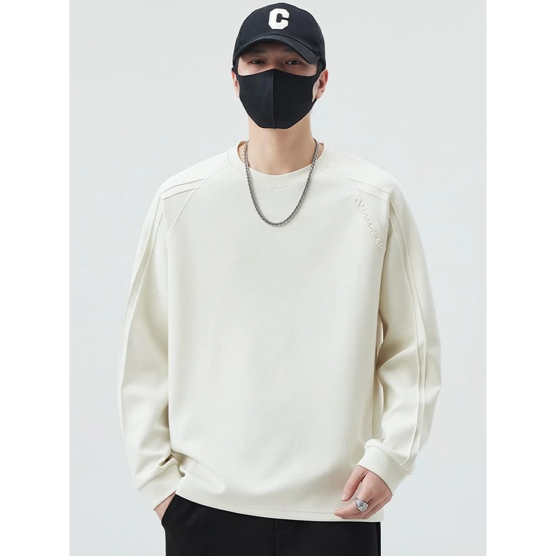 2025春秋季新款男士内搭圆领松松度纯色棉百搭运动衫