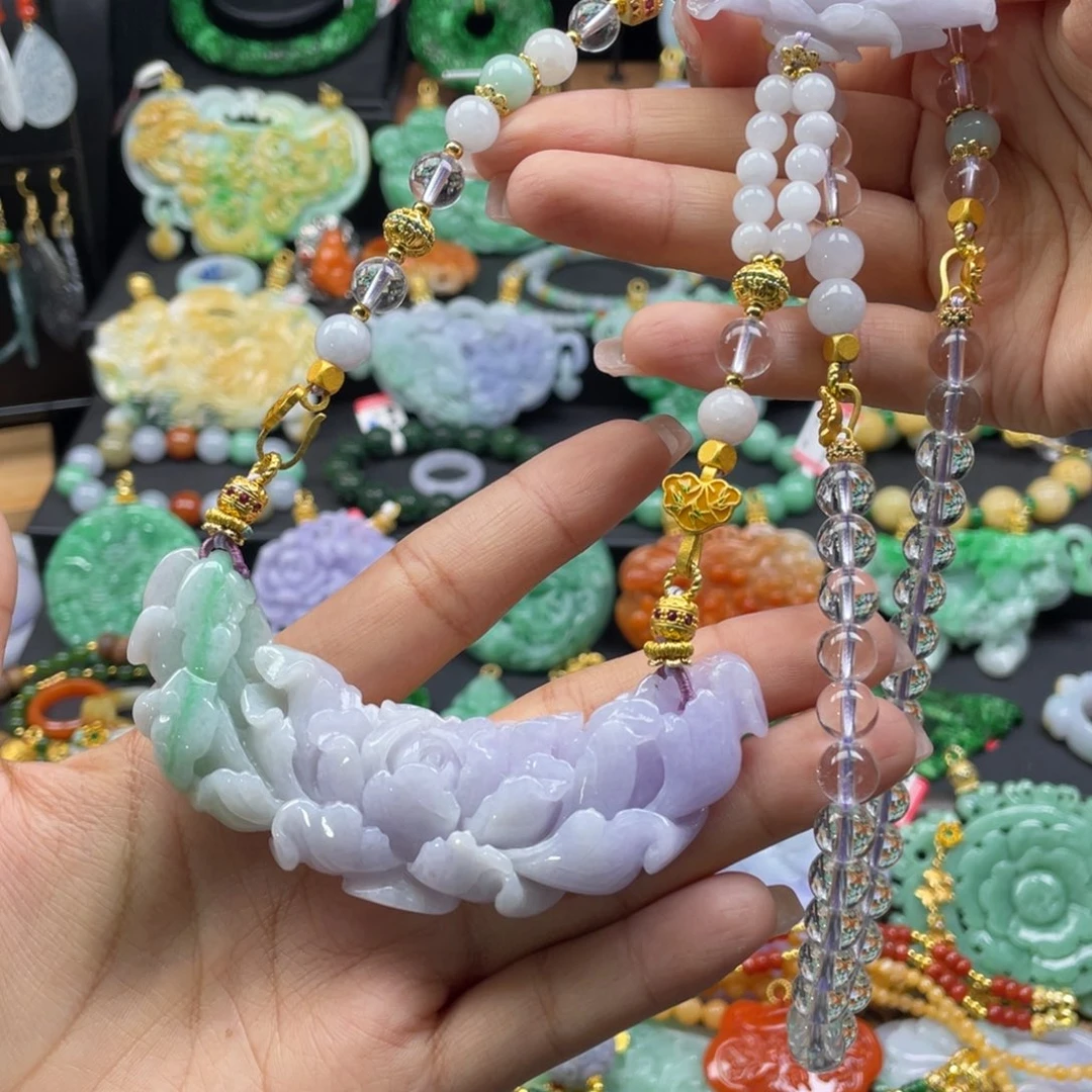 翡翠未镶嵌颈饰代编织