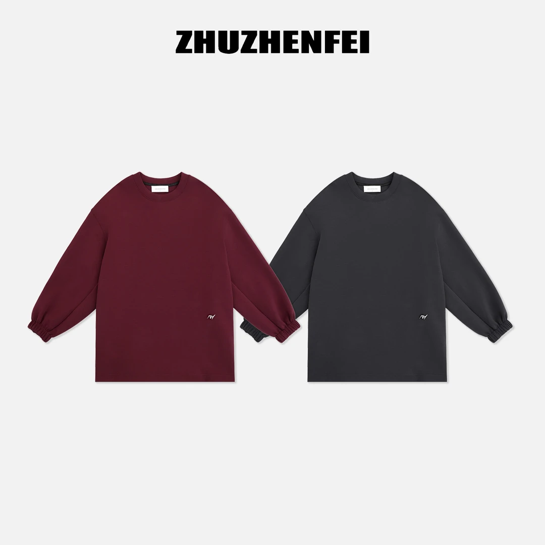 ZHUZHENFEI【几何柔软】个性百搭时尚宽松无帽长袖卫衣Z353090