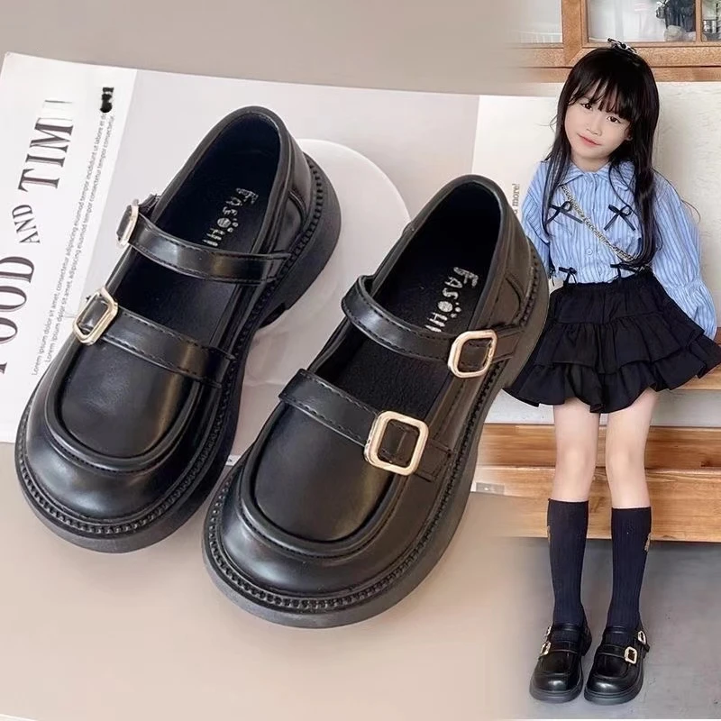 儿童皮鞋女童公主鞋英伦风小皮鞋春秋单鞋童鞋女宝宝豆豆鞋CN118