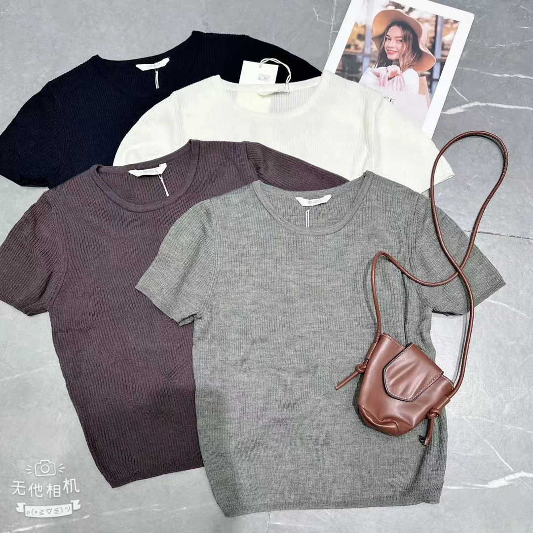 【慕.我们的店】韩系简约纯色圆领针织短袖（建议手洗）