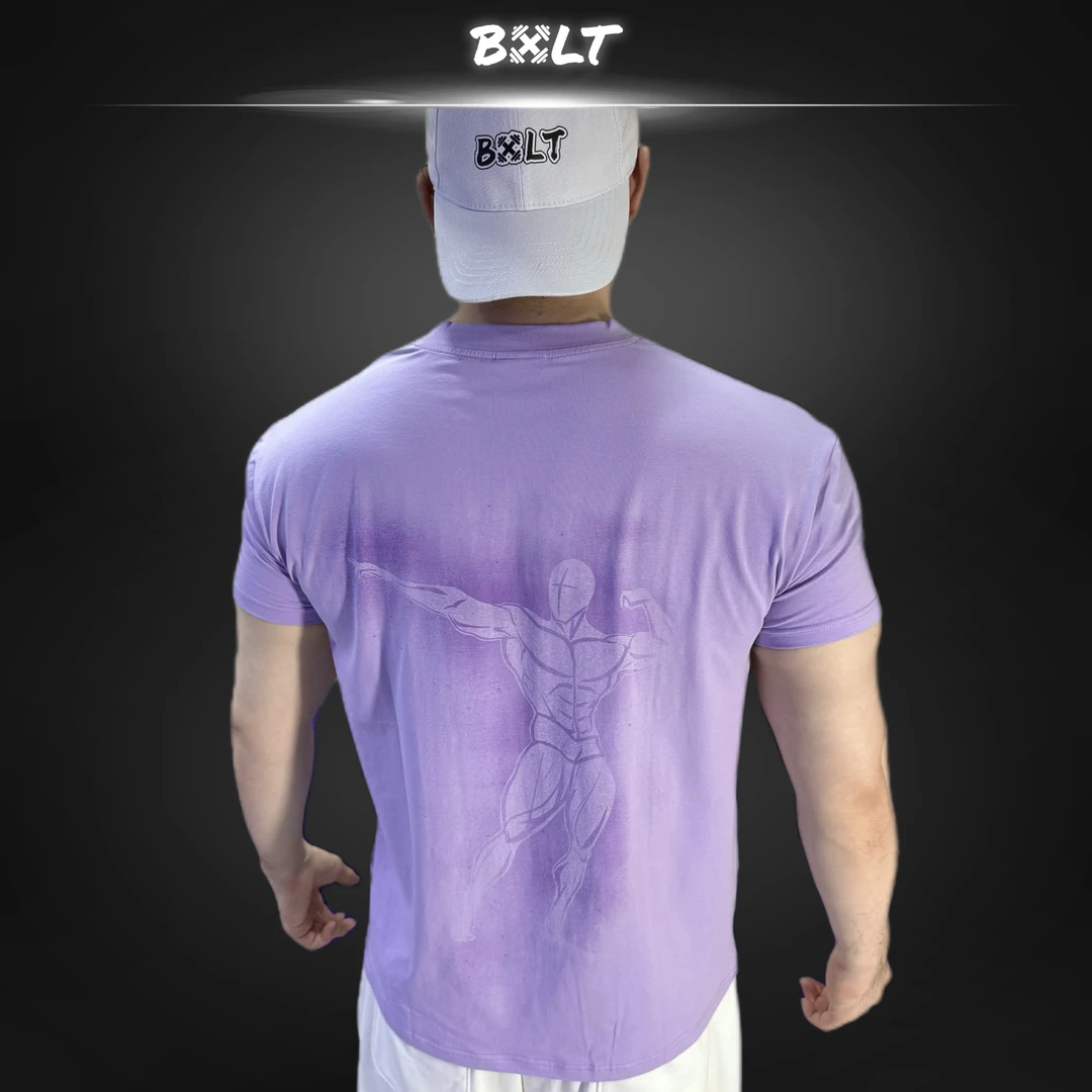 BXLT水显印花造型风收袖口修身半袖T恤