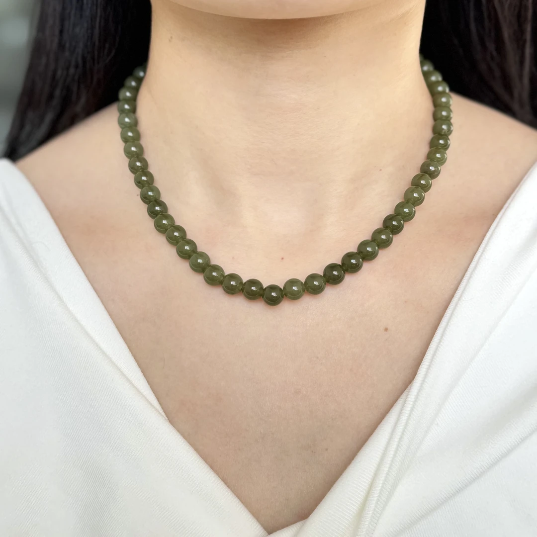 【然然家】天然新疆料湖水绿8mm项链