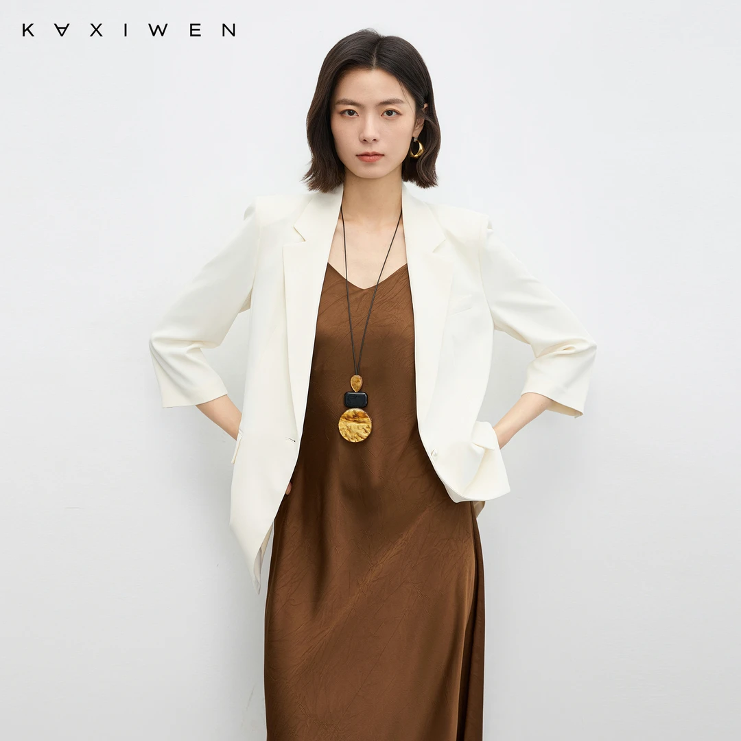 佧茜文时尚修身西装【早秋】通勤立体装饰口袋上衣女X07AAN3243