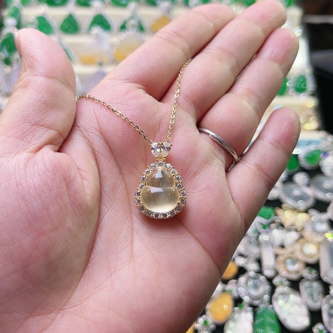 石英质玉银S925镶嵌颈饰葫芦