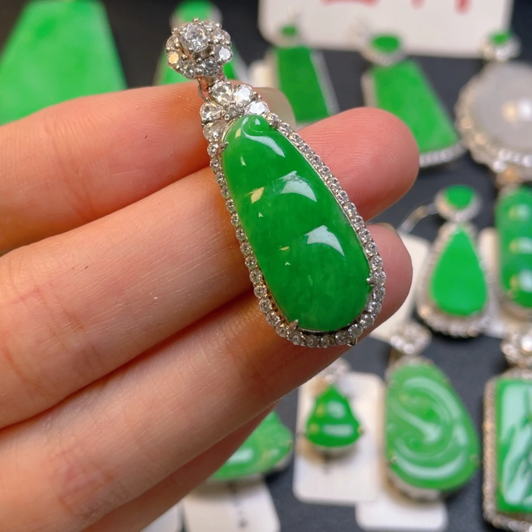 翡翠银S925镶嵌吊坠(不含链)