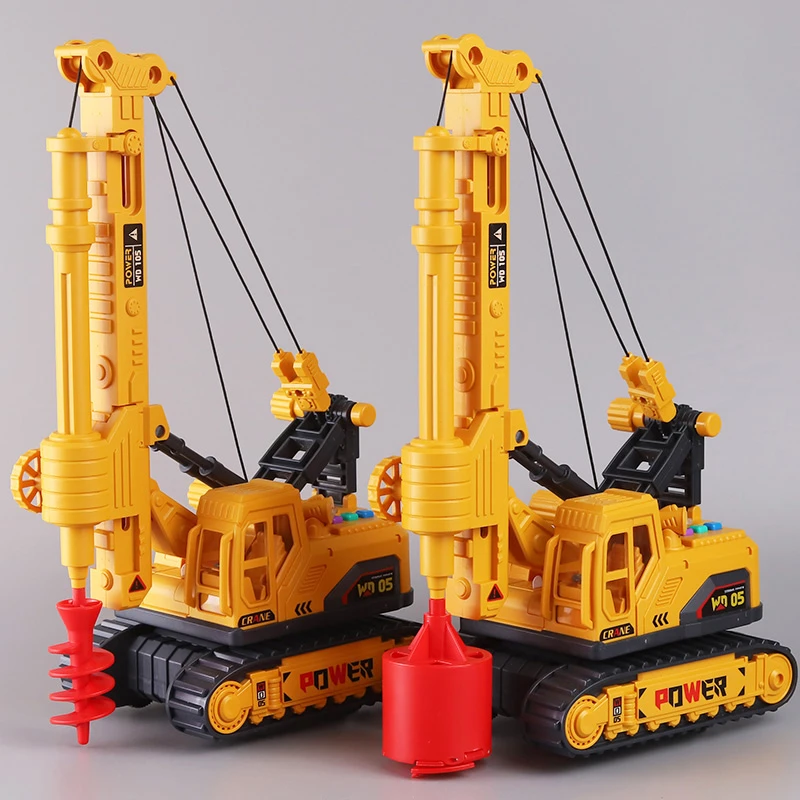 音乐故事工程车大号打桩机玩具车男女仿真惯性钻孔机模型钻地机