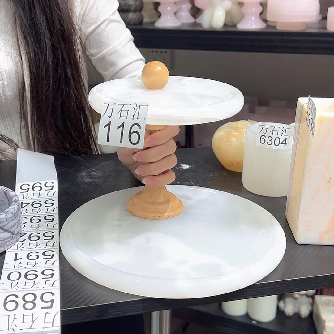 石材116白玉双层置物架