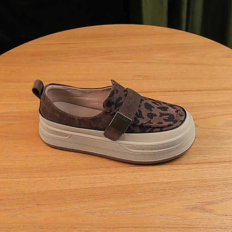 一脚蹬复古小个子休闲单鞋女2025春秋新款百搭拼色厚底增高乐福鞋