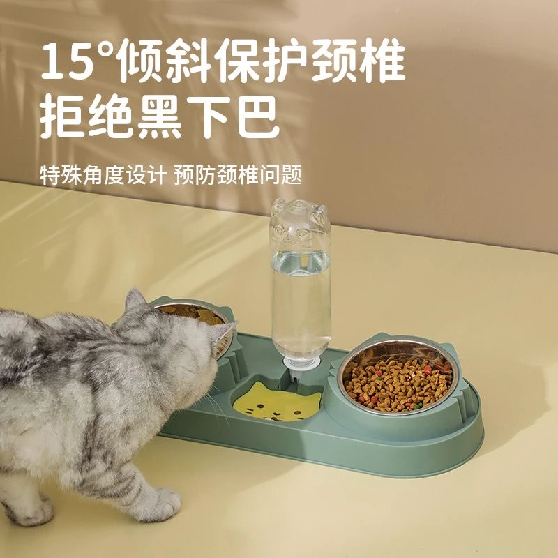 新宠萌猫碗狗碗护颈椎自动饮水食盆防打翻猫粮狗饭盆狗狗猫咪用品