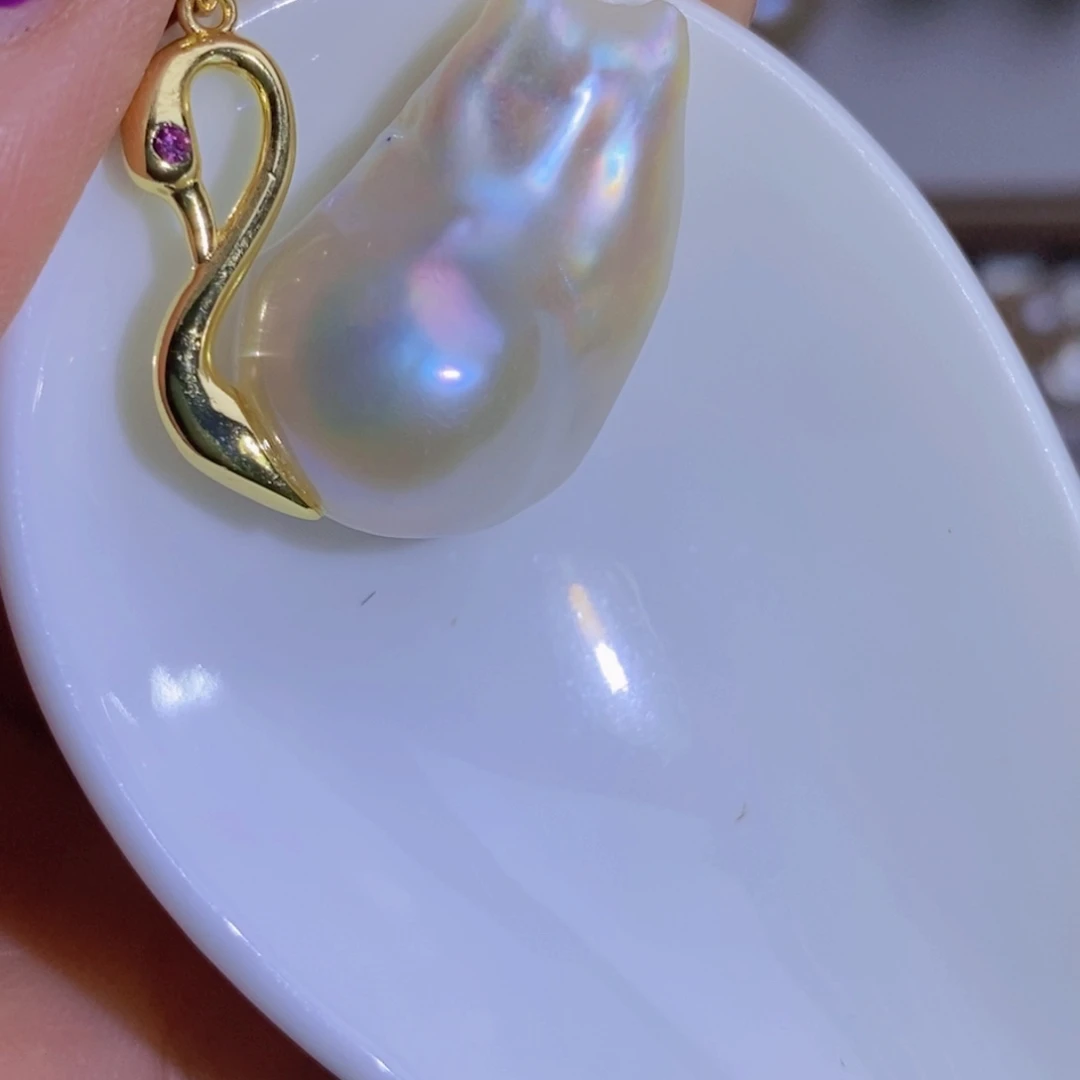 银S925镶嵌天然淡水珍珠淡水珍珠