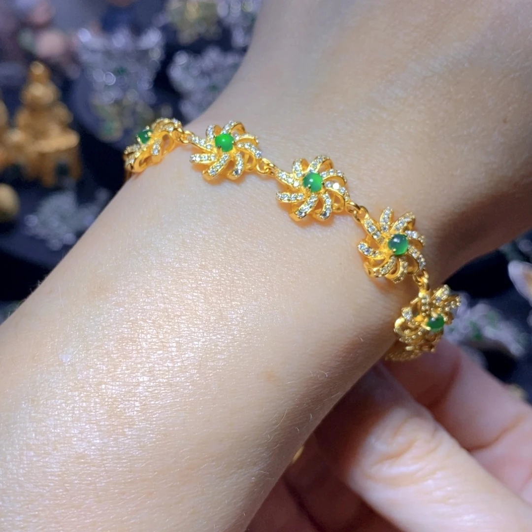 翡翠银S925镶嵌吊坠(不含链)天然翡翠