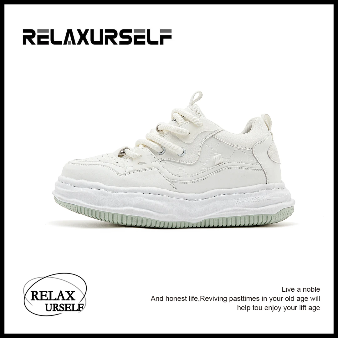 RELAXURSELF四季小白鞋运动时尚休闲厚底溶解鞋增高板鞋