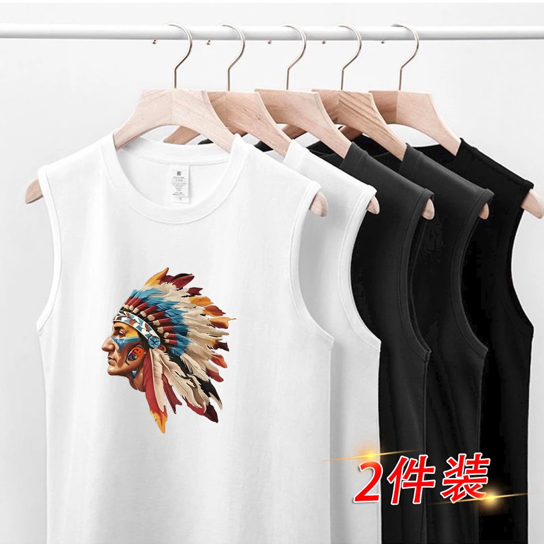【印第安男】100%纯棉坎肩无袖背心 夏季潮流百搭大码圆领T恤情侣款