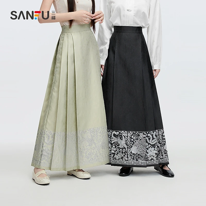 三福长裙2025春季新中式半身裙裙优雅古风裙子女装495325