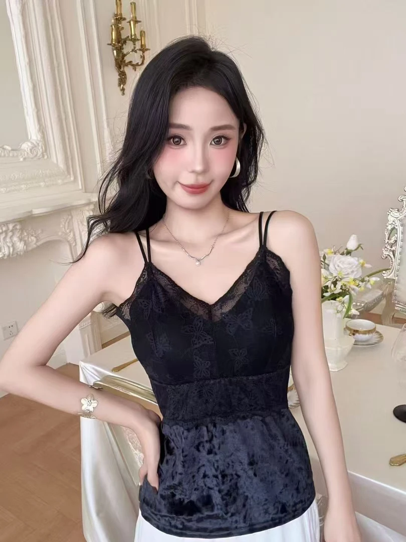 【金迪家】2558性感风背心纯欲辣妹风蝴蝶吊带防走光夏季吊带百搭