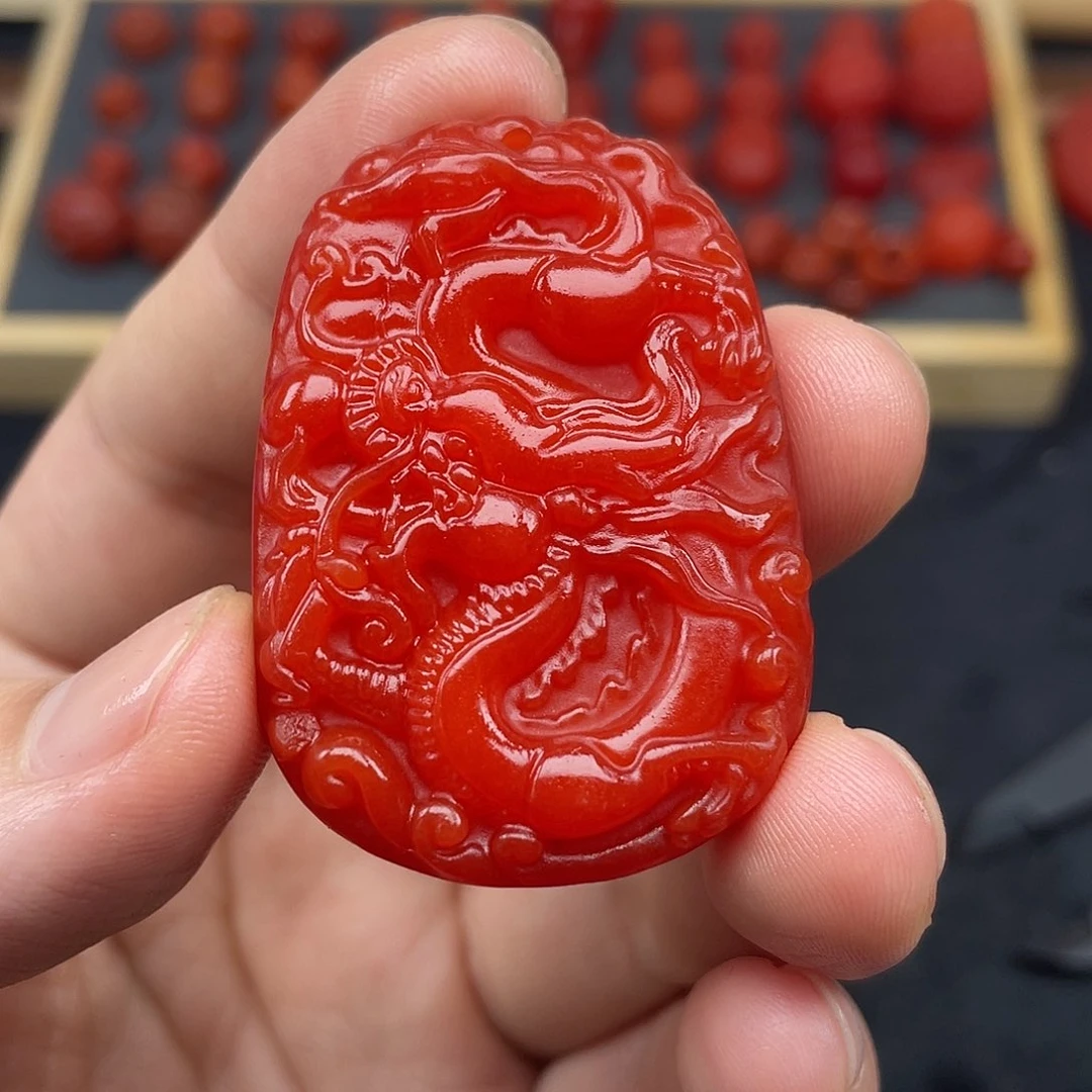 南红玛瑙39号 雕刻牌未镶嵌