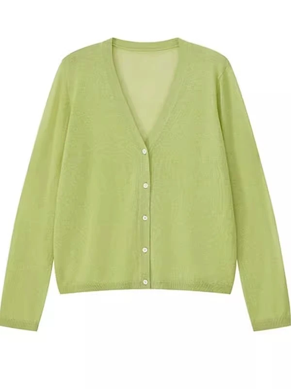 小清新针织防晒开衫长袖女2025夏季大码胖mm宽松薄款休闲时尚上衣