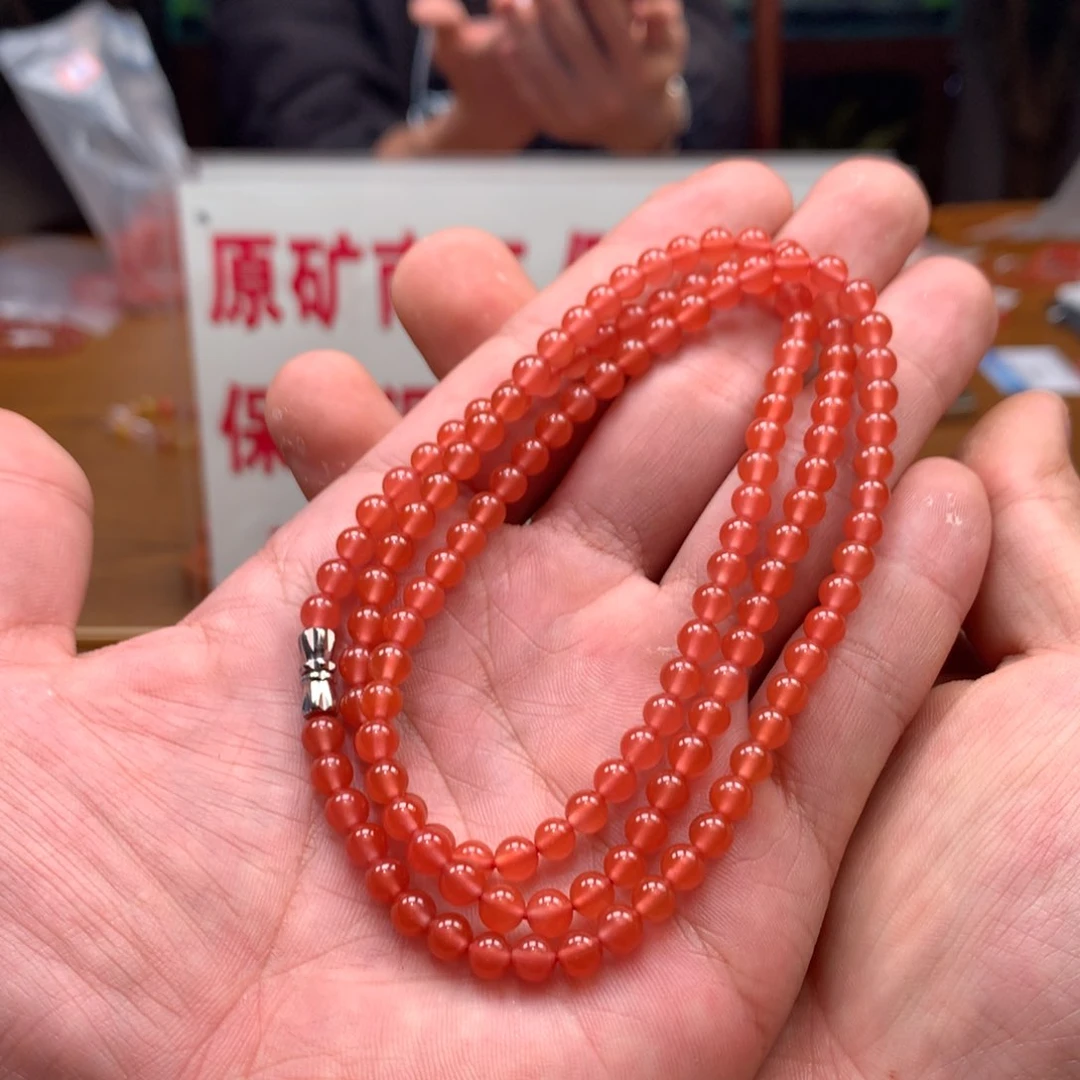 南红玛瑙单圈未镶嵌5mm➕大黑洞冰红