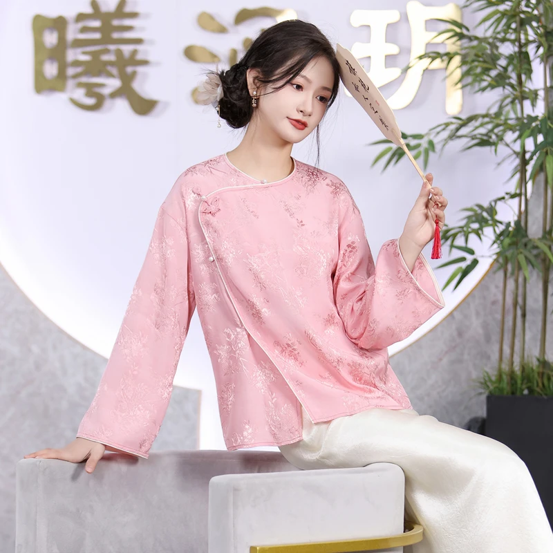 2025春夏装新中式国风上衣女短款盘扣全开襟高端设计高级感气质