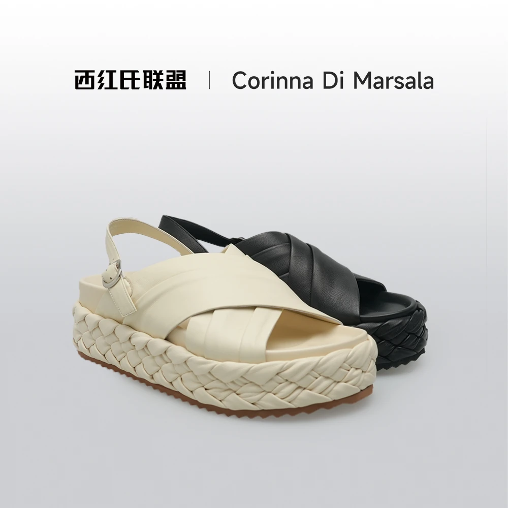 【小马＆大壮】【西红氏联盟】夏季新款内外羊皮增高6cm凉鞋半码拍大