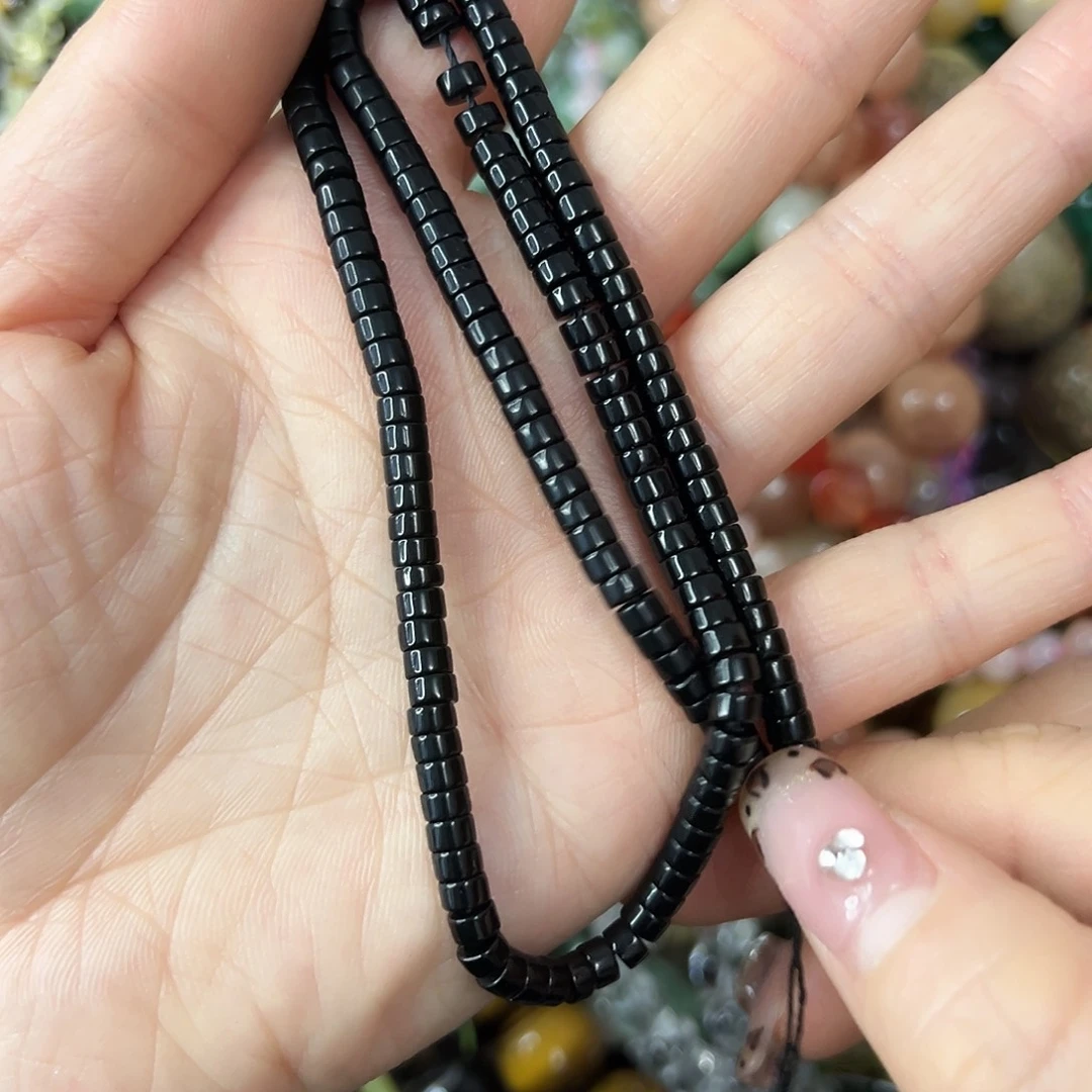 玛瑙/玉髓合金珠宝半成品，卡4黑玛瑙直切一条