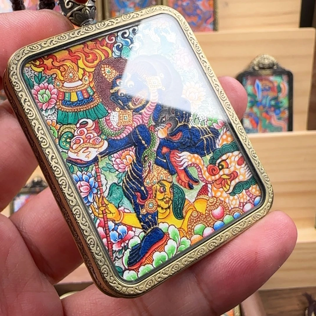 落***秋吊坠纯手绘唐卡黑财神
