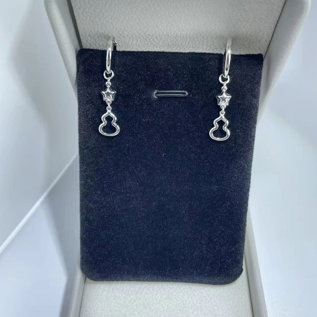 PT950铂金耳饰  亮面葫芦星星耳圈 长约3.5cm  S 22505