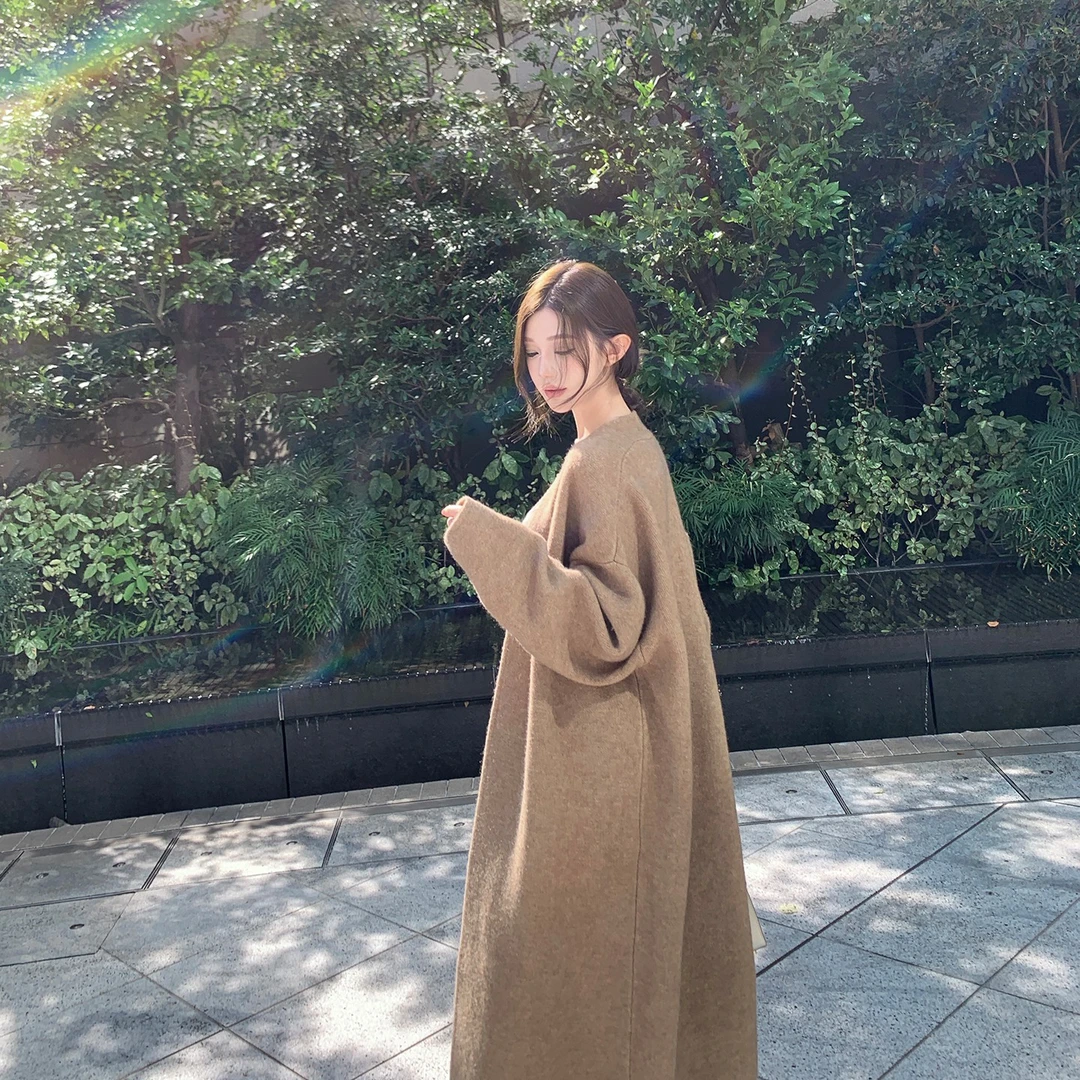 小C不在【半熟秋日】高级感宽松慵懒风一粒扣毛衣长款针织开衫