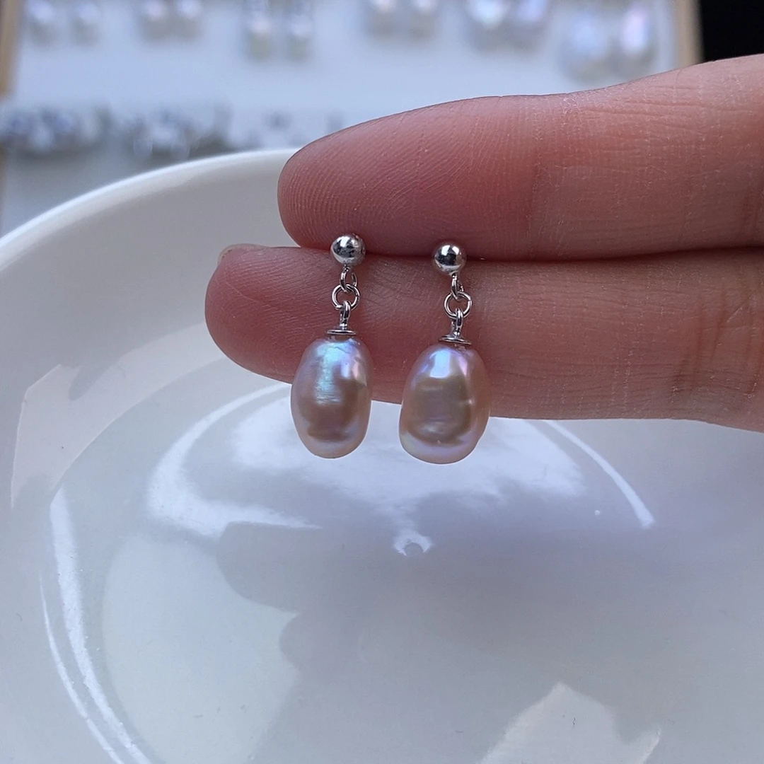 银S925镶嵌淡水珍珠耳饰