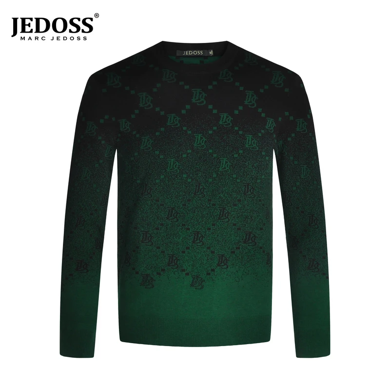 JEDOSS/爵迪斯2025上新毛衣男款冬季色块提花高级感修身针织衫606