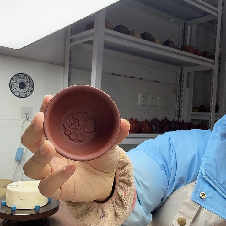 茶案紫泥牡丹客杯