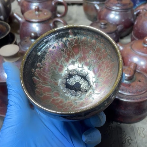 茶盏逍*建阳建盏微瑕油滴