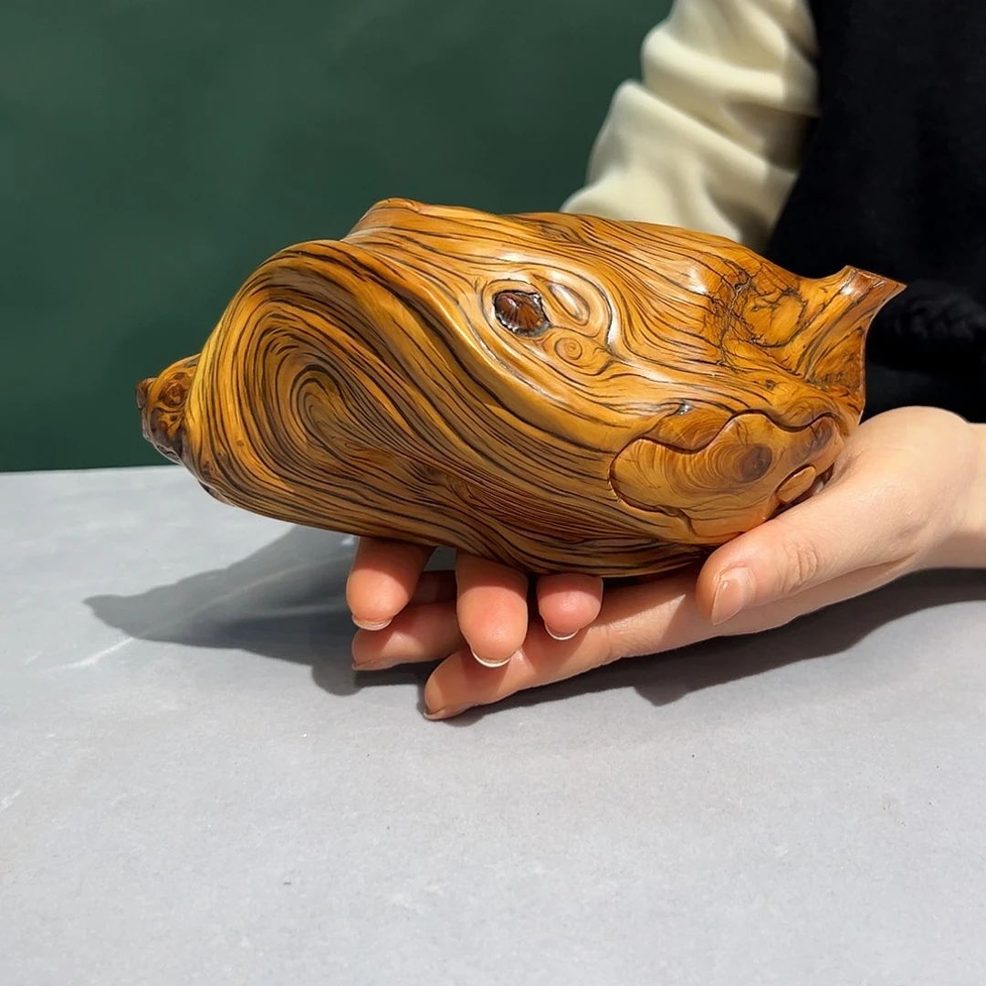 宁***5柏木（崖柏）大型手把壶 纹理坨