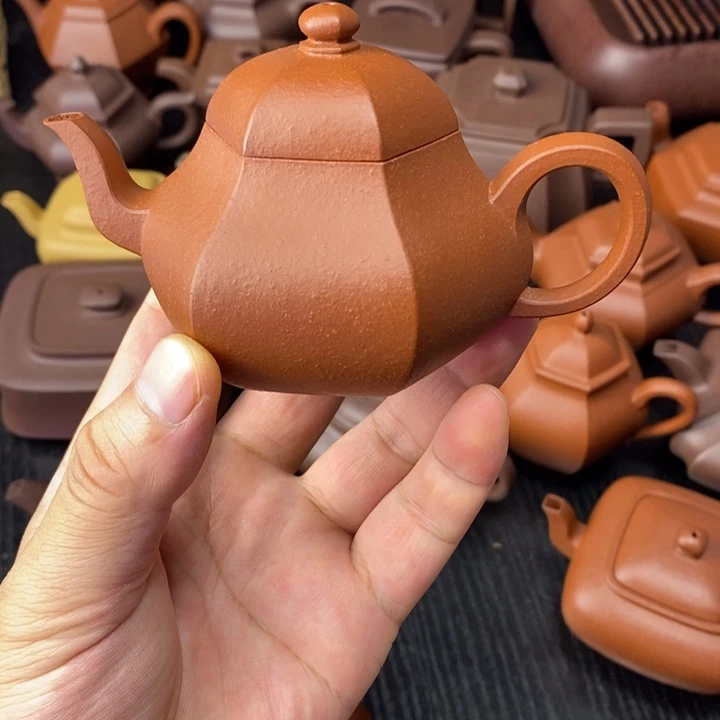 茶壶紫砂小红泥六方梨形130cc