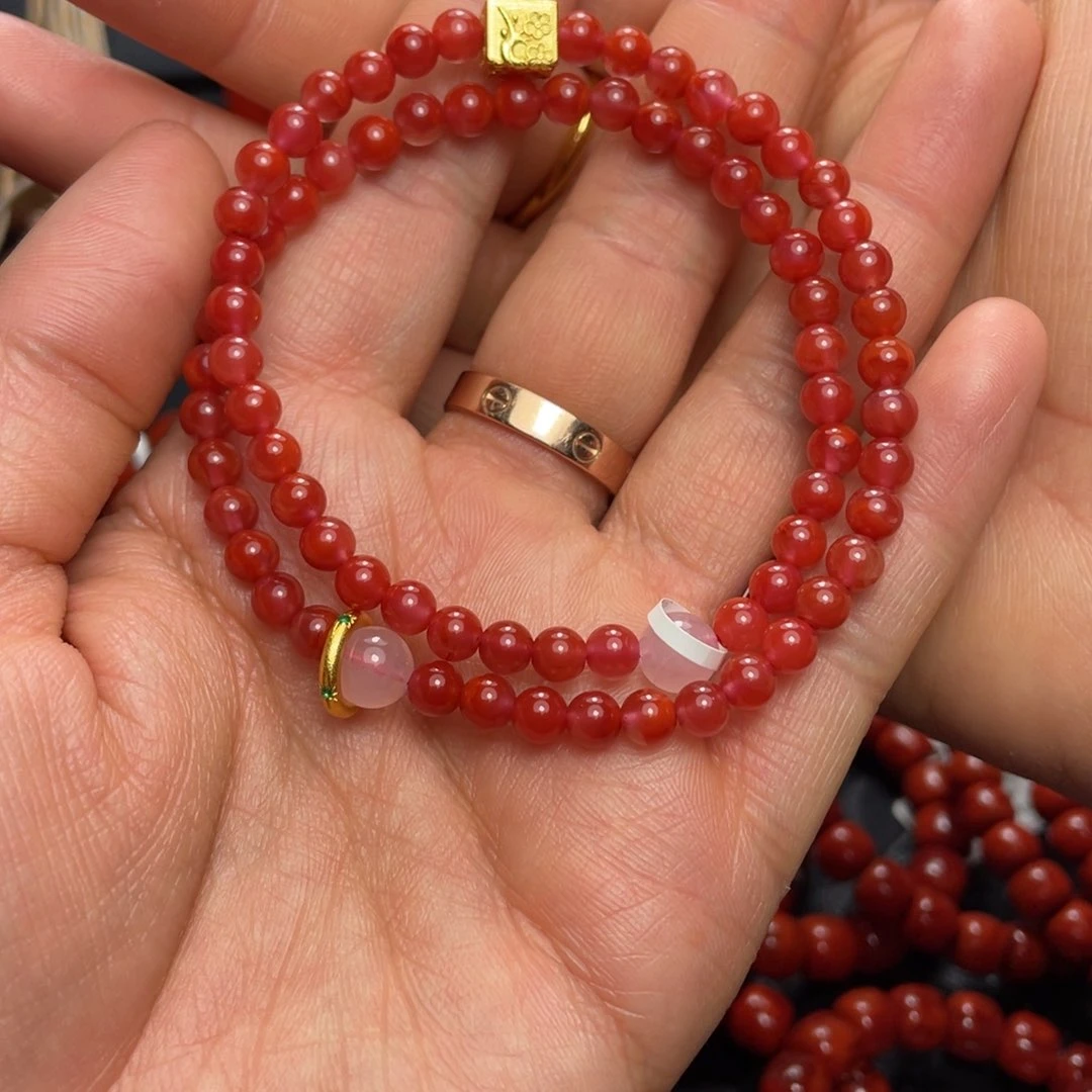 未镶嵌两圈手串南红玛瑙