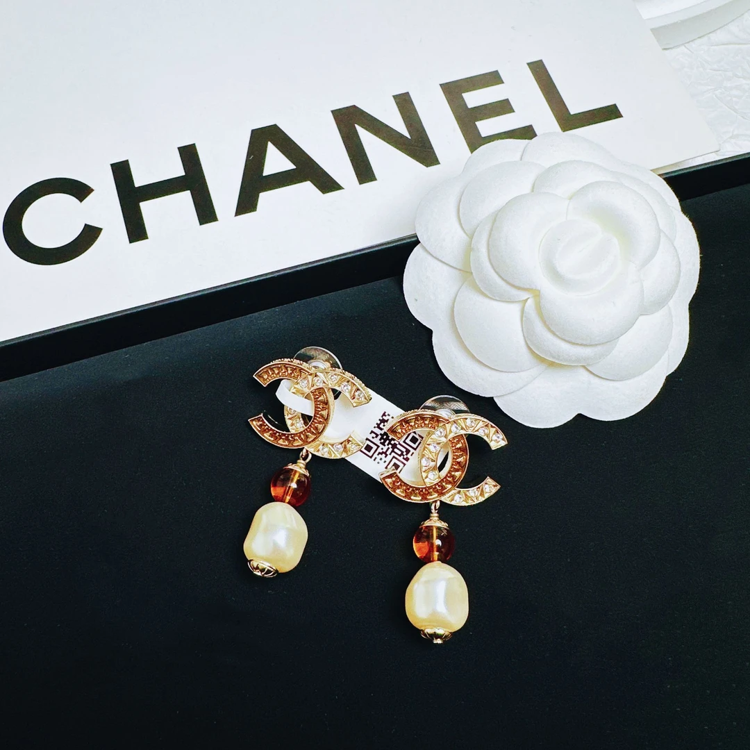 95新 Chanel/香奈儿 柚礼中古/香奈儿埃及焦糖耳钉NC411013