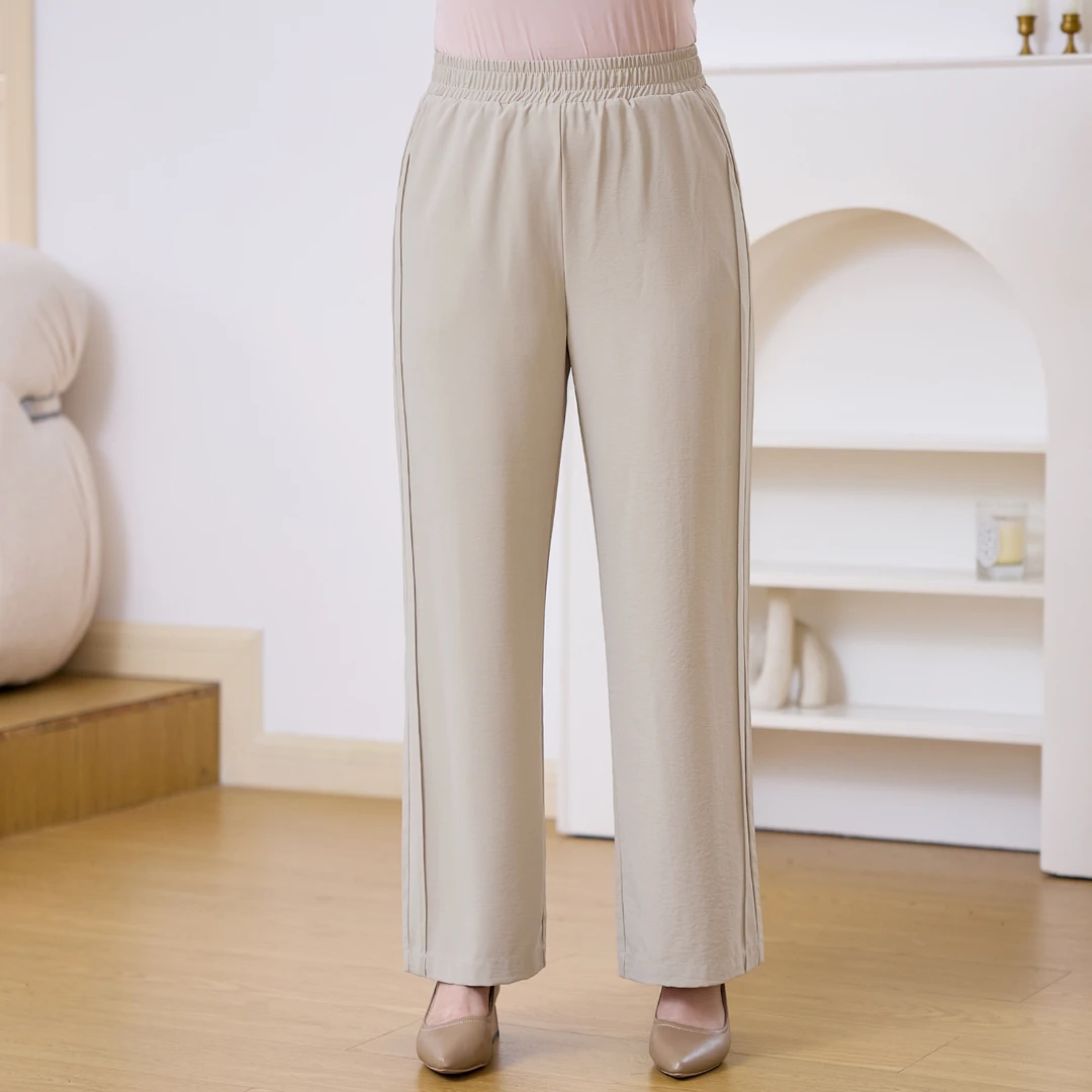 夏日垂坠直筒裤高腰休闲裤宽松大码女装新款胖mm高腰凉感直筒裤子