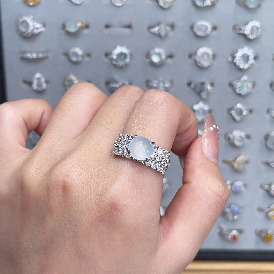 翡翠银S925镶嵌戒指