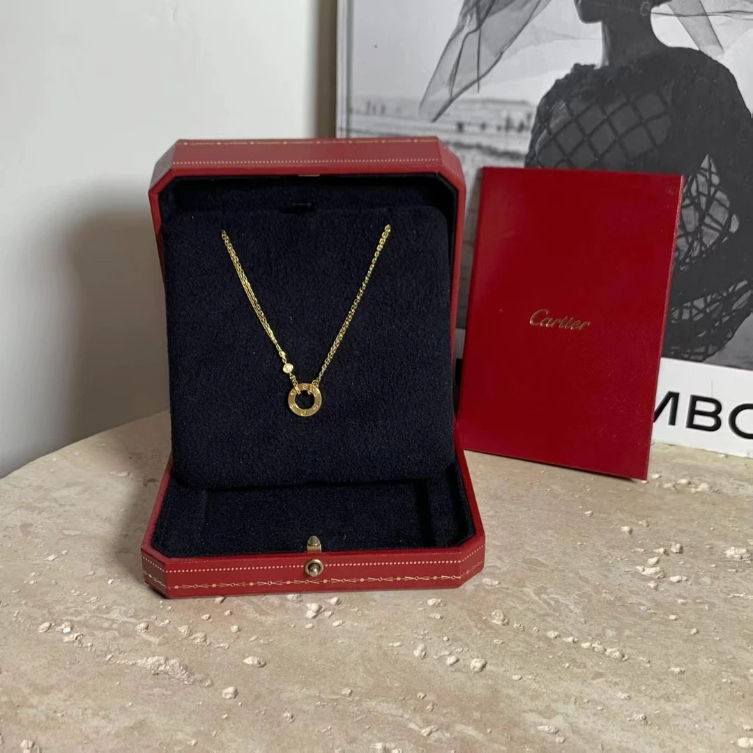 99新 Cartier/卡地亚 壹臻/18k金love系列双钻圆饼项链16239716